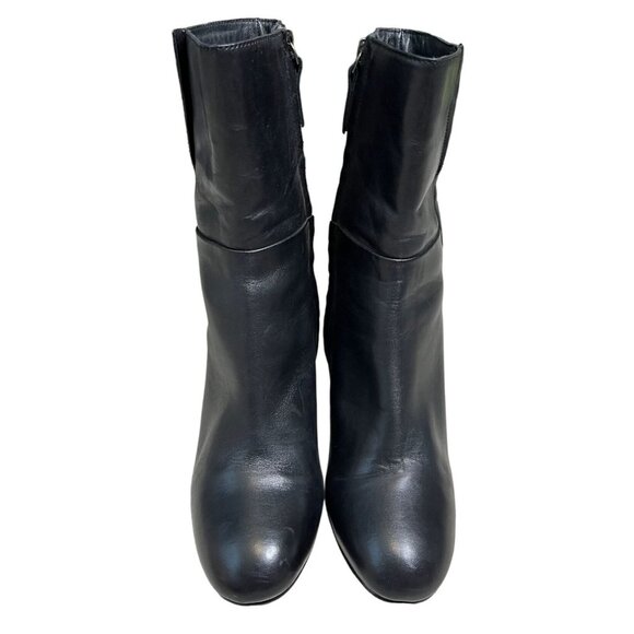 SOLD Anthropologie Seychelles Black Leather Heeled Ankle Boots Rounded Toe SZ 8 - Picture 7 of 12